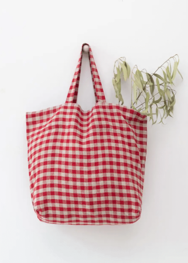 Linen Tote Red Gingham