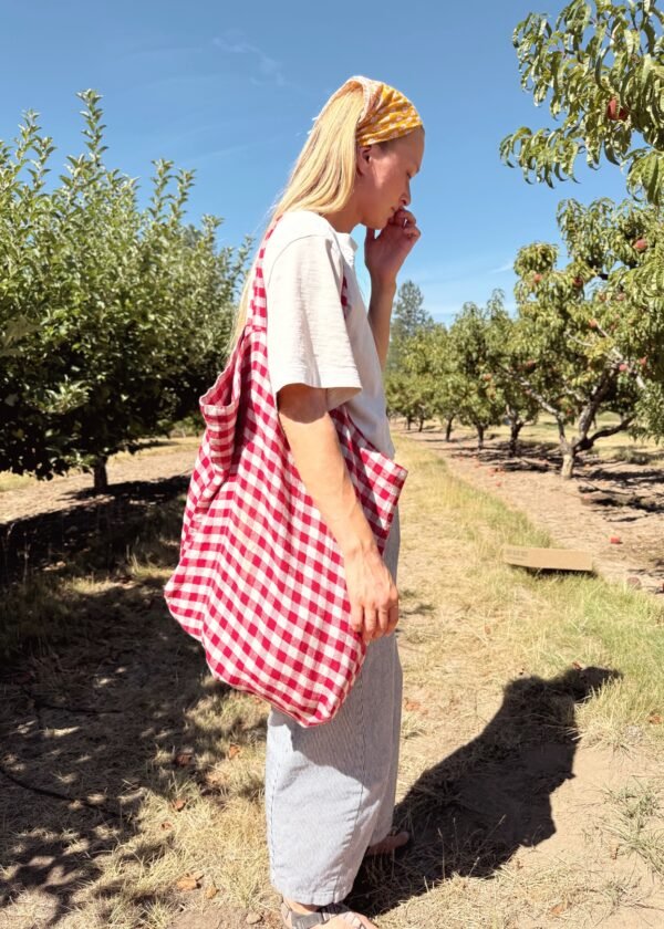 Linen Tote - Red Gingham